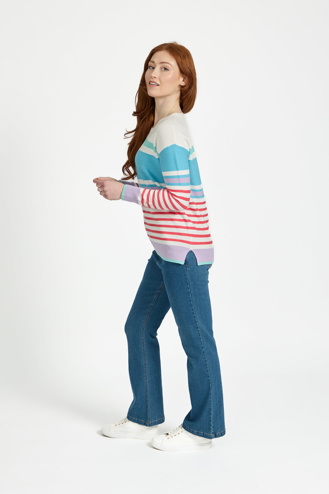 Ottoman Multi-Stripe Pattern Knit Jumper