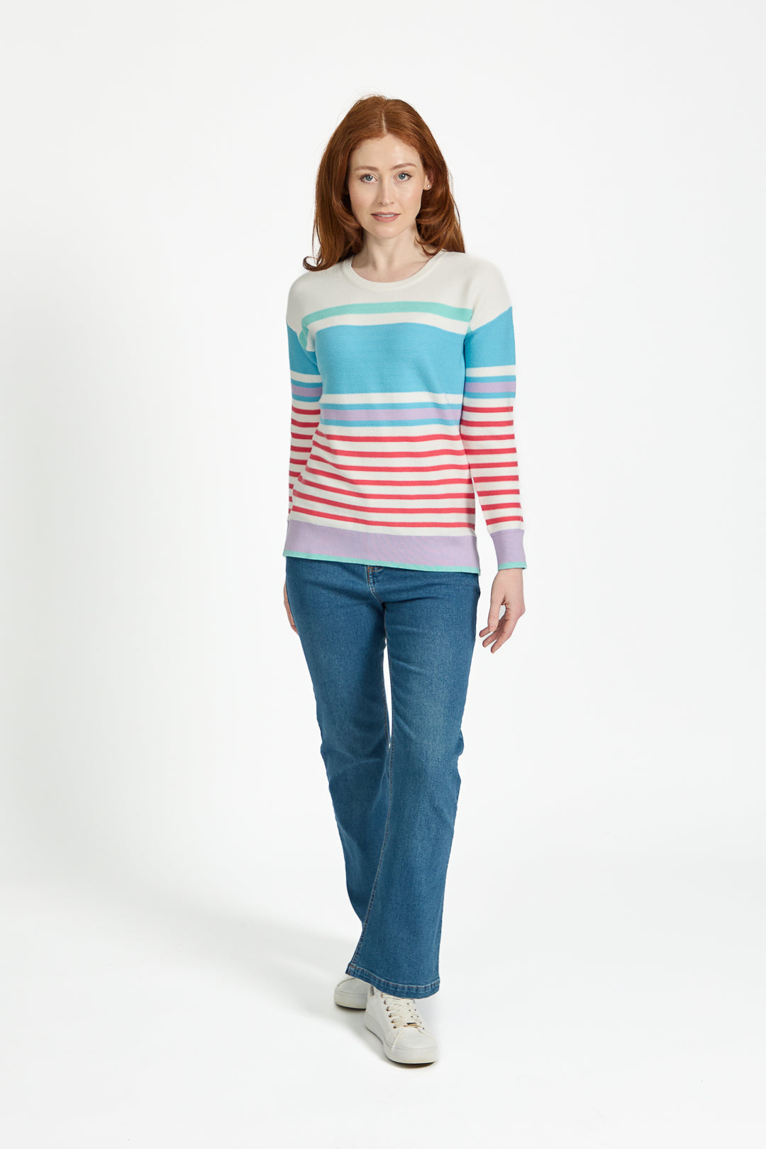 Ottoman Multi-Stripe Pattern Knit Jumper