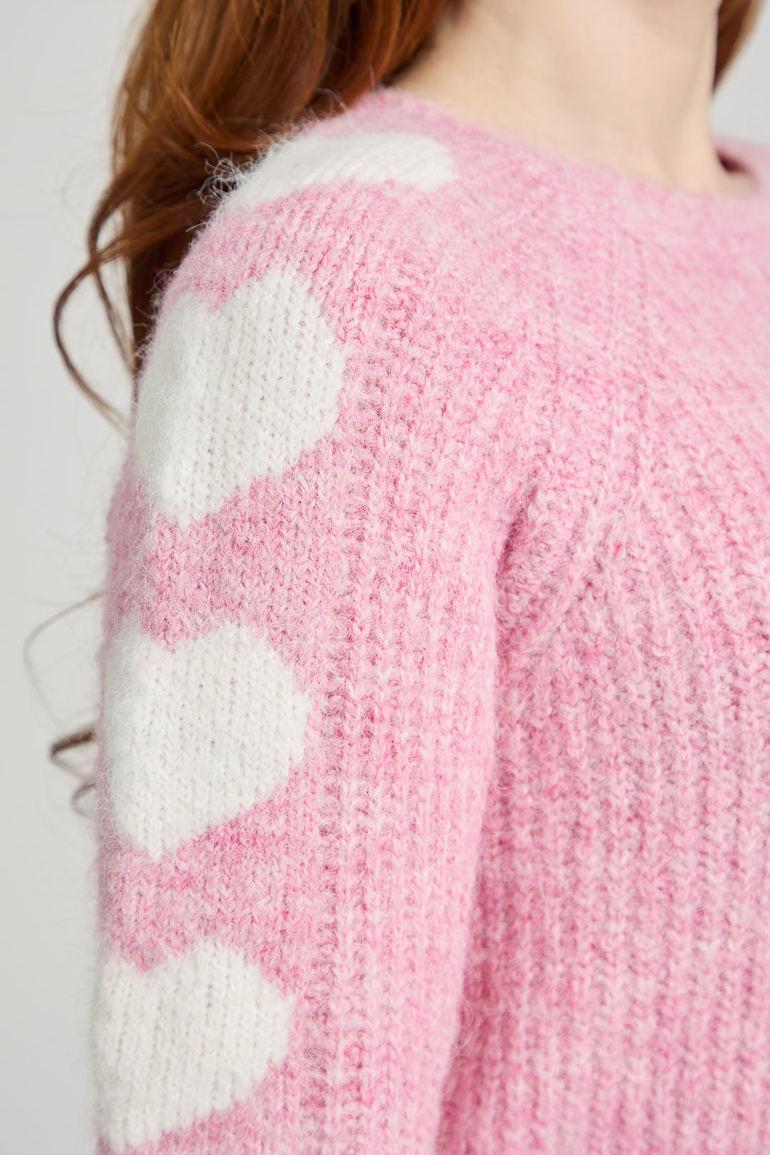 Solid Knit Jumper with Heart Sleeves