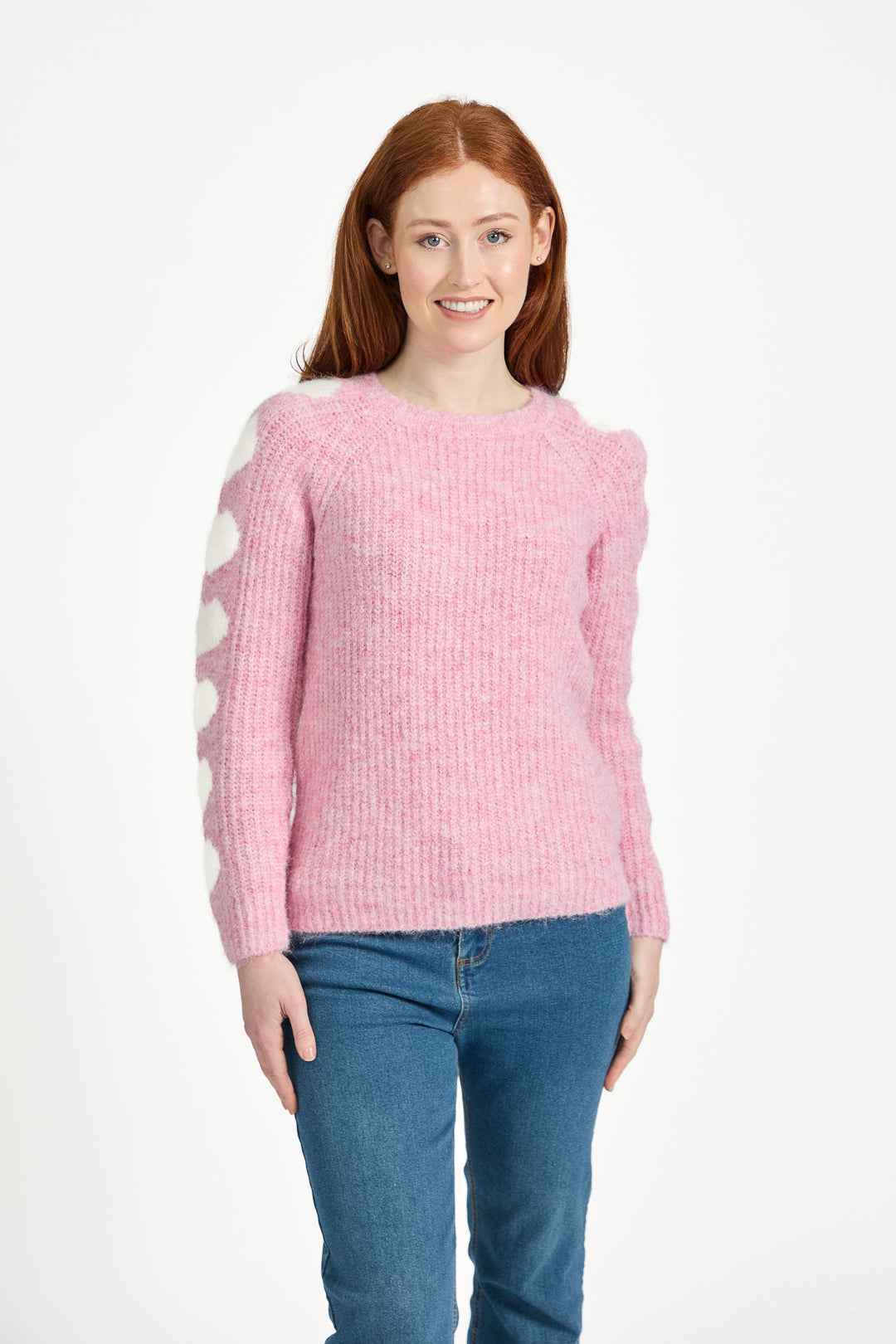 Solid Knit Jumper with Heart Sleeves