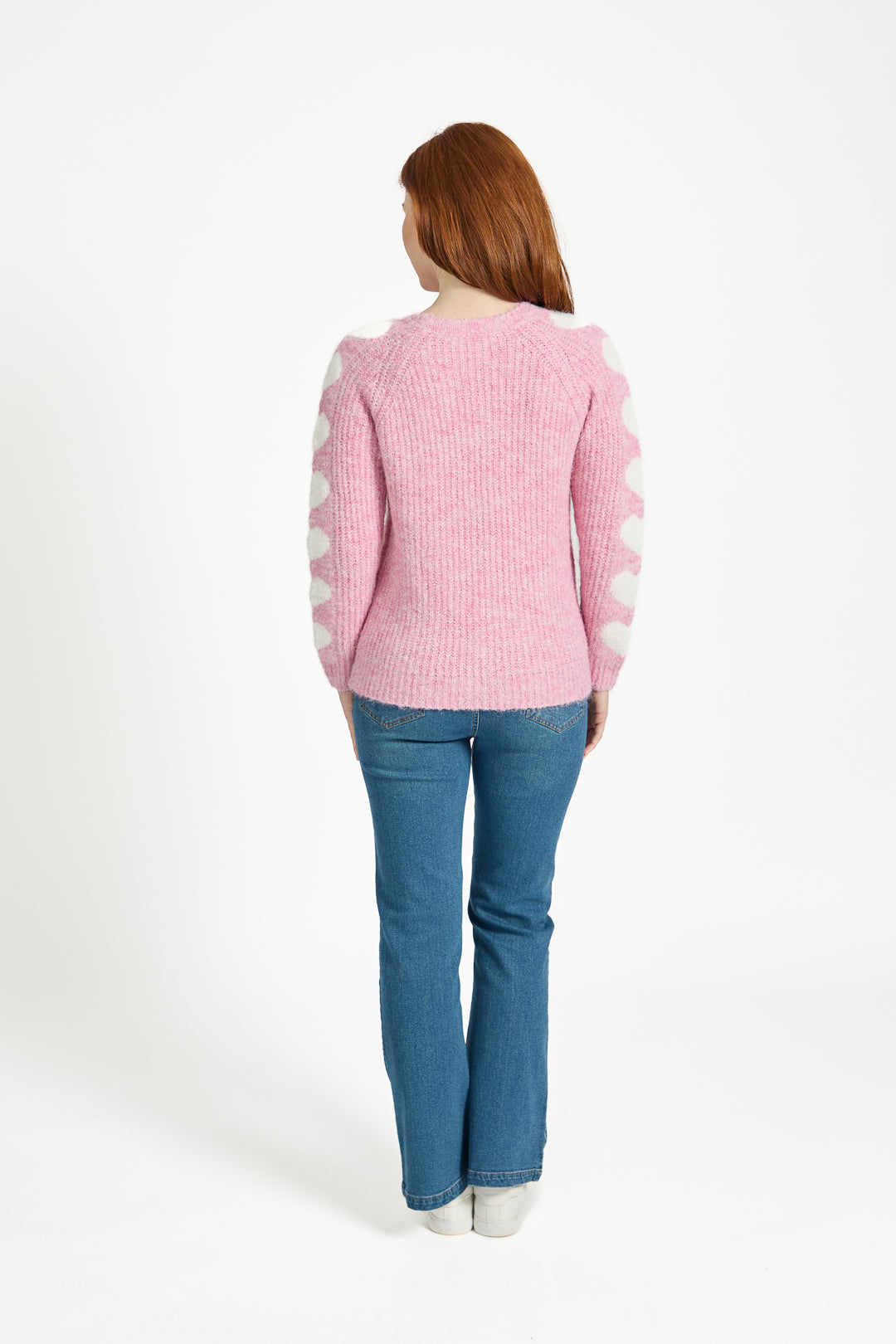 Solid Knit Jumper with Heart Sleeves