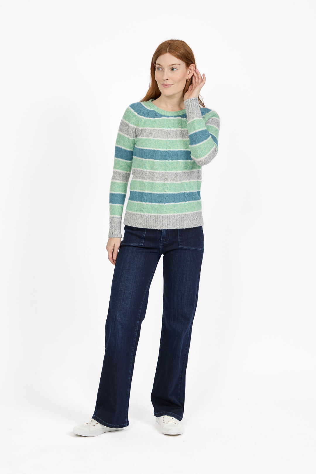 Cable-Knit Stripe Jumper