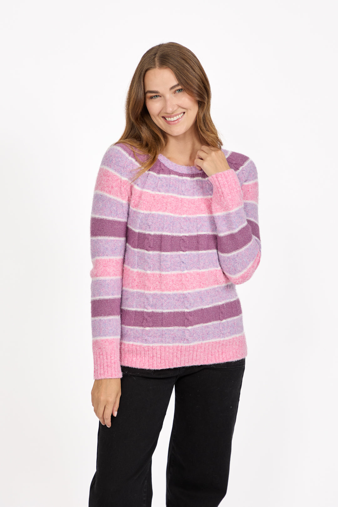 Cable-Knit Stripe Jumper