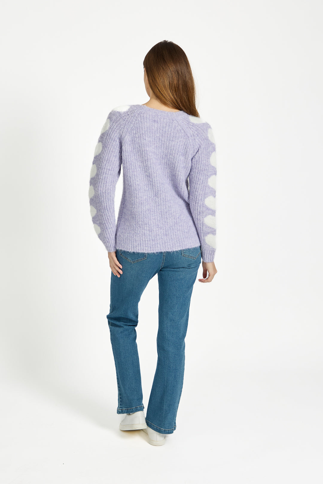 Solid Knit Jumper with Heart Sleeves