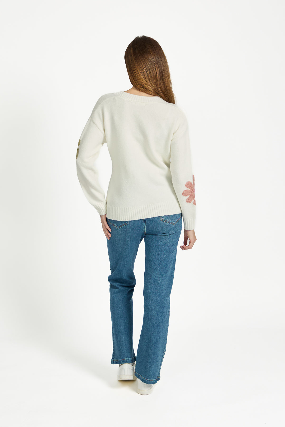 Large Flower Embroidered Knitted Cardigan