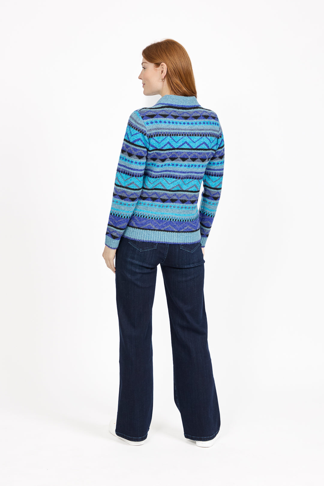 Fair Isle Collared Knit Cardigan