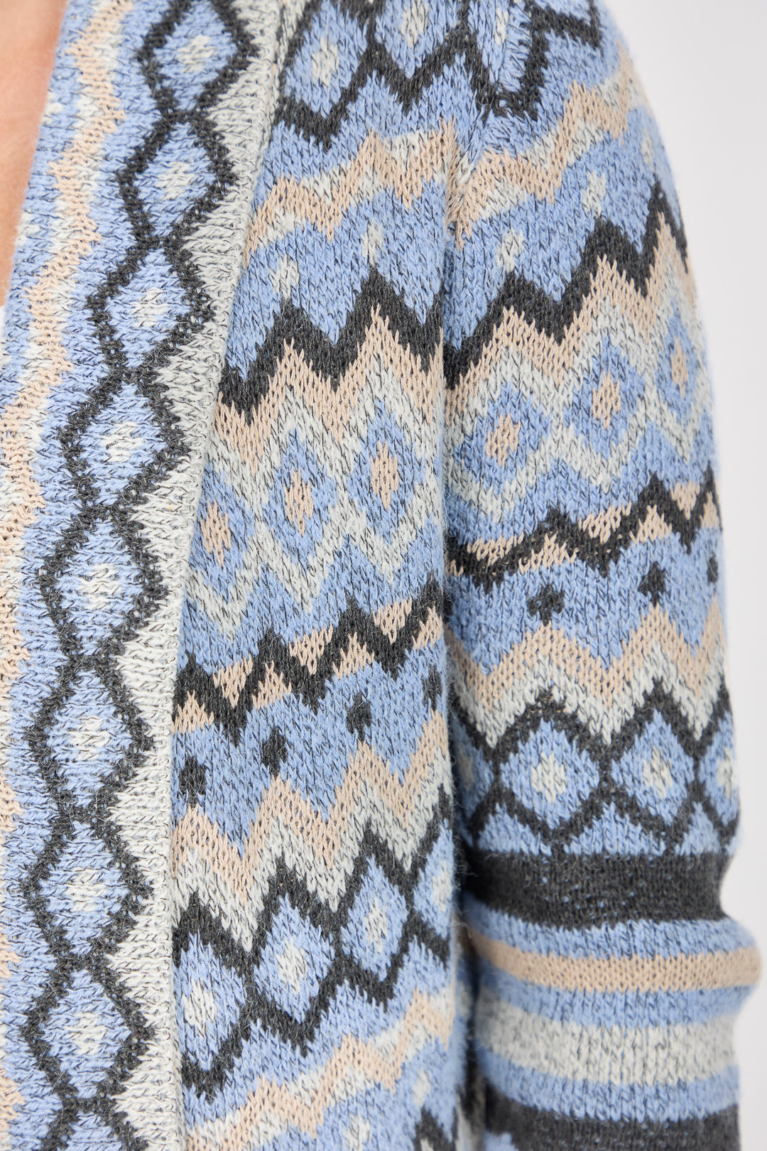 Aztec Print Bordered Fringed Longline Cardigan