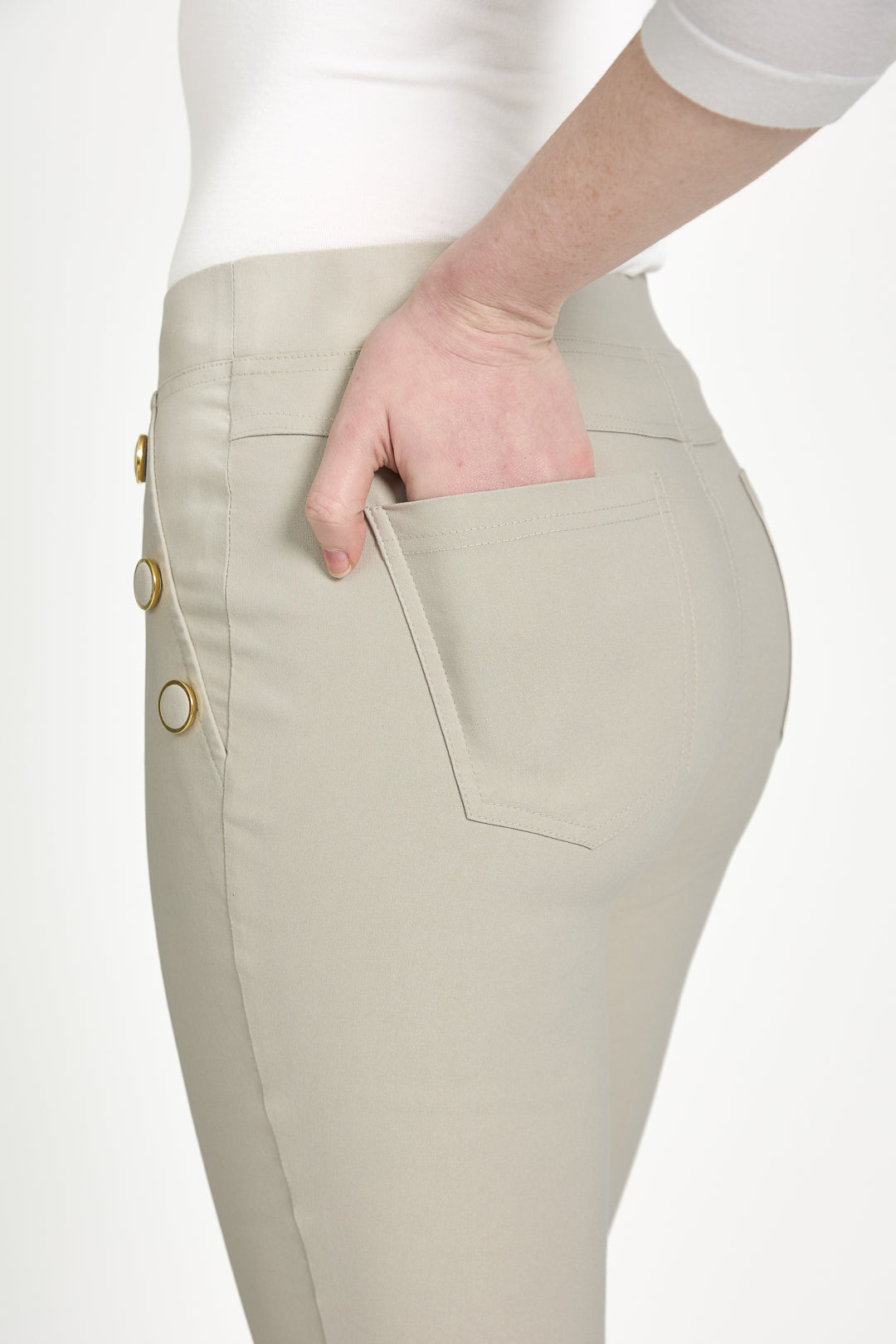 Button Detailed Bengaline Stretch Trousers