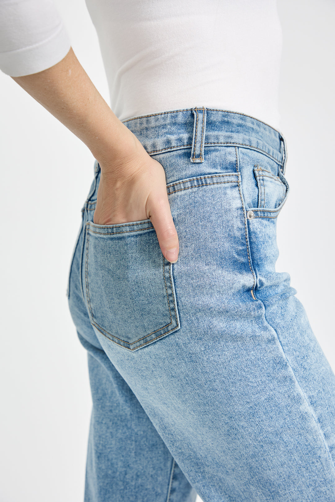 Floral Embroidered Wide Leg Denim Jeans