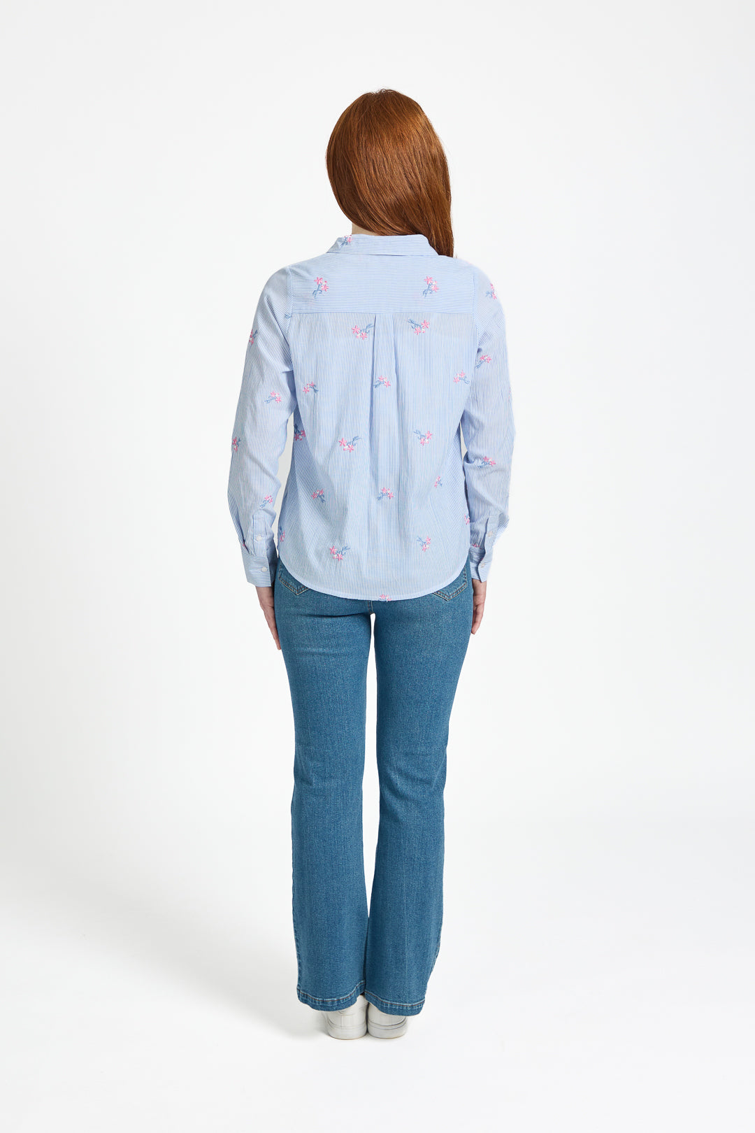 Floral Embroidered Stripe Shirt