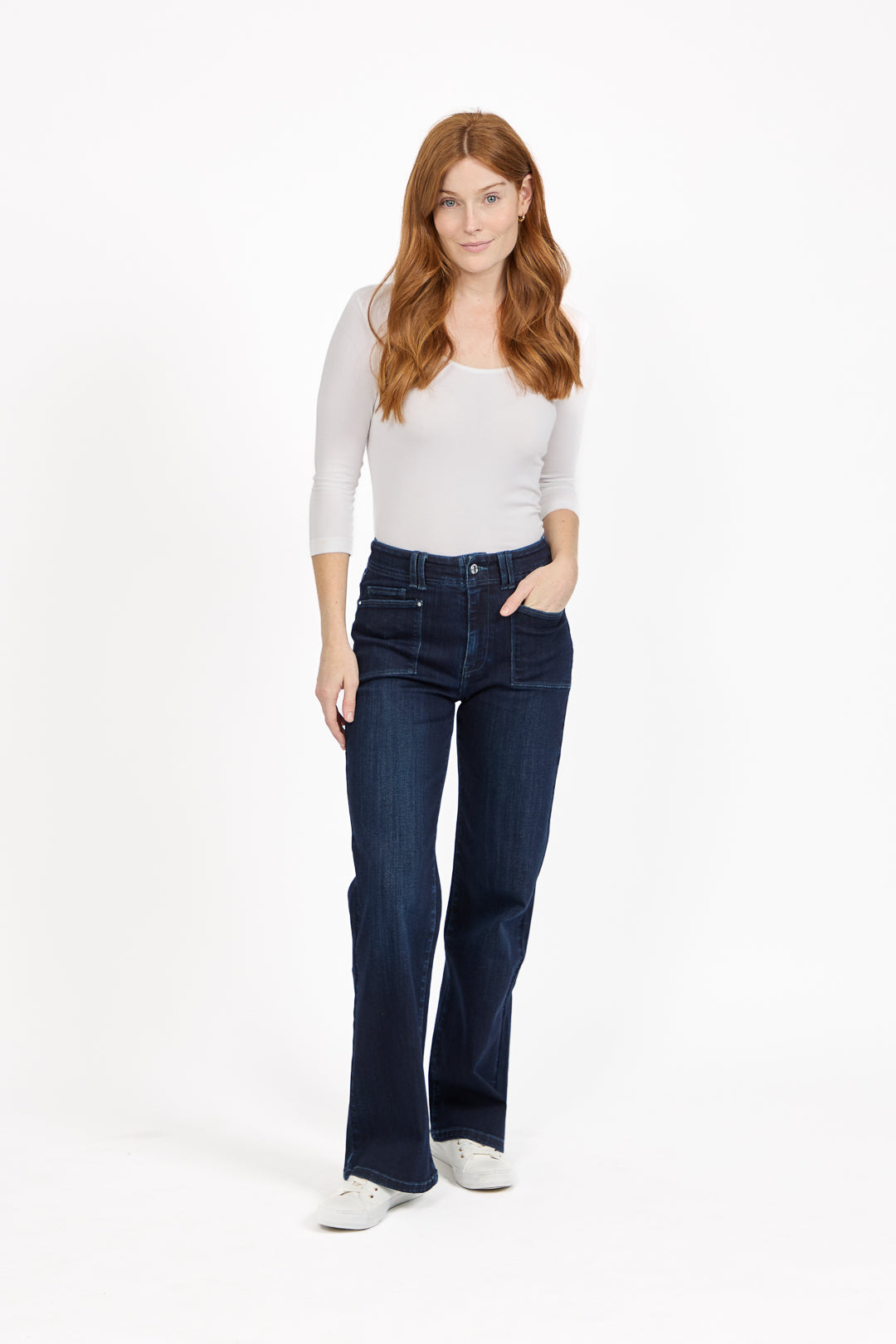 Square Pocket Wide Leg Jeans