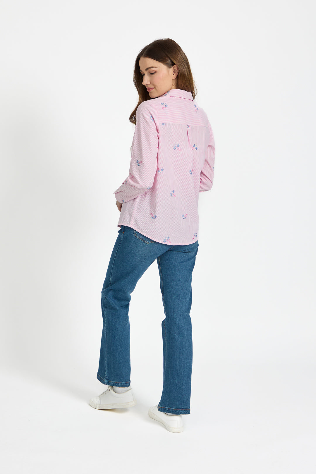 Floral Embroidered Stripe Shirt