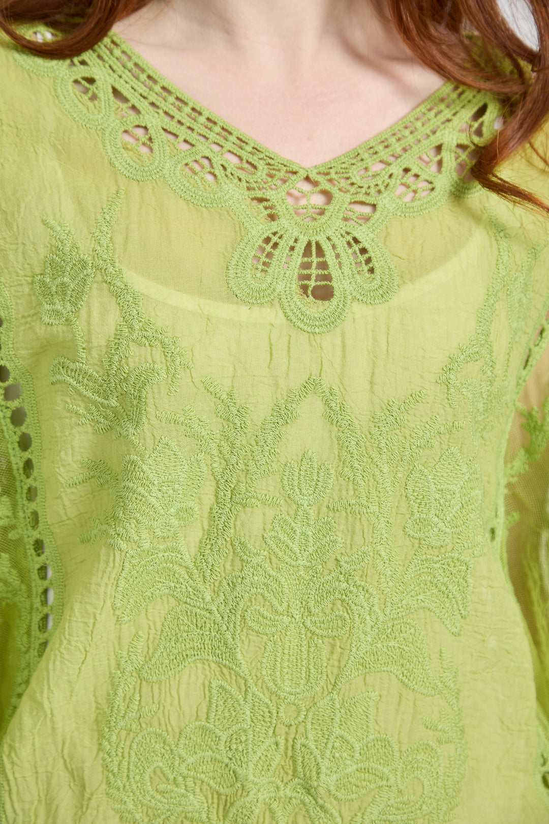 Delicate Embroidered Lace Batwing Top