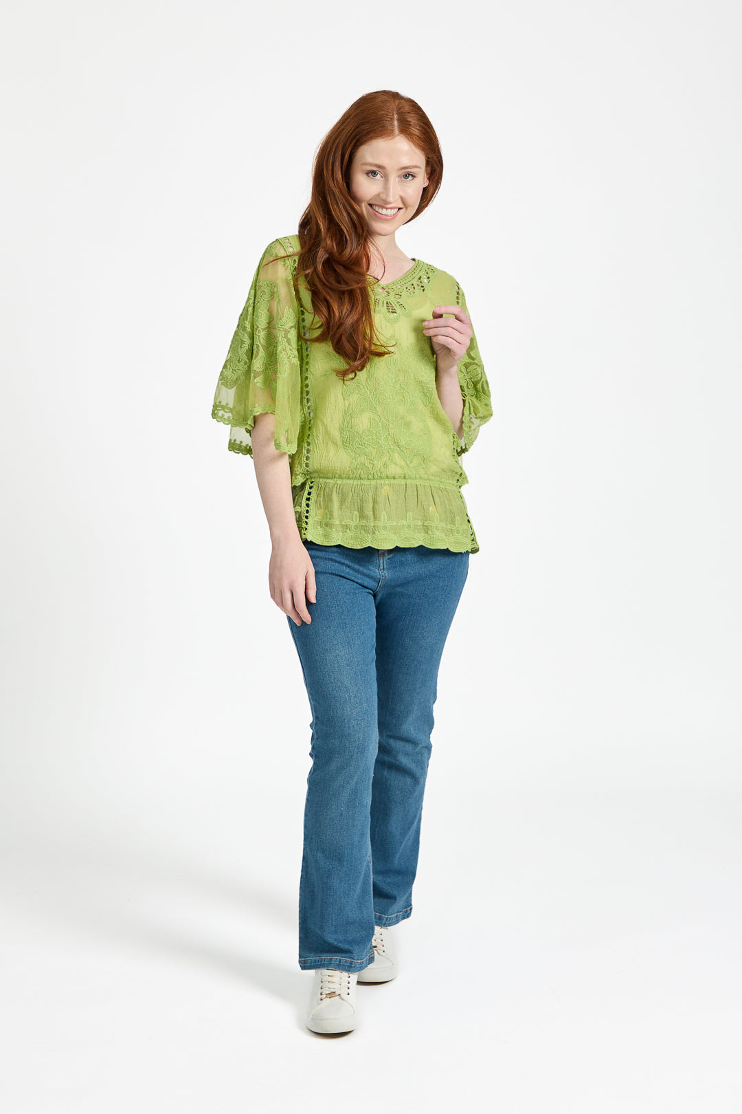 Delicate Embroidered Lace Batwing Top
