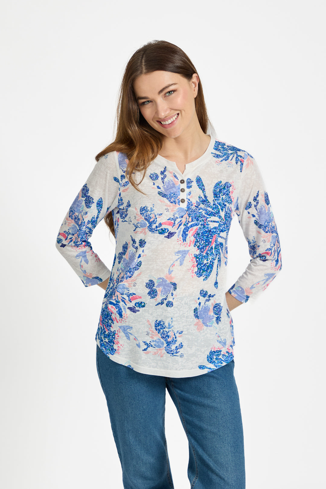 Large Floral Print Lightweight Top