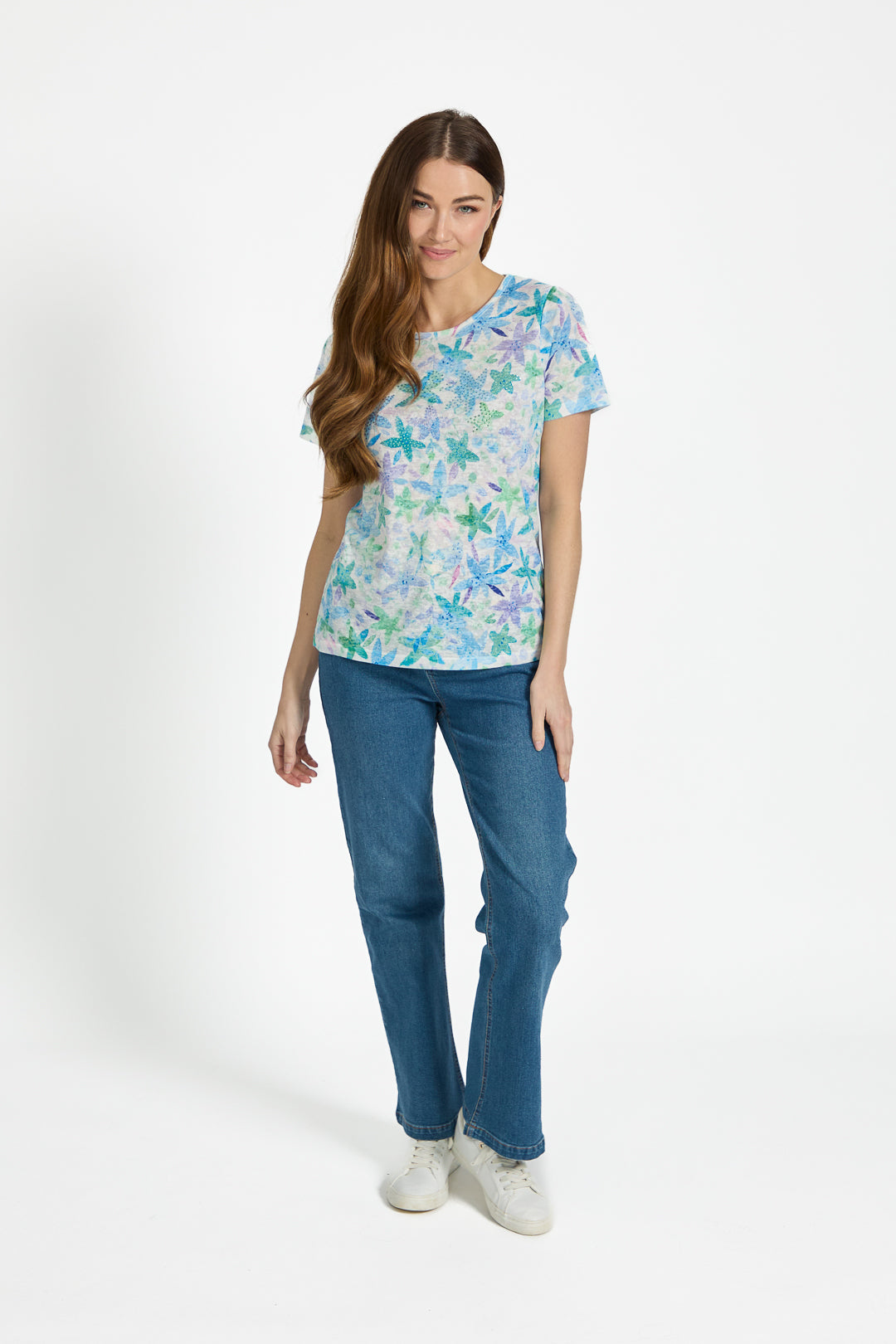 Leaf Embellished Burnout Top