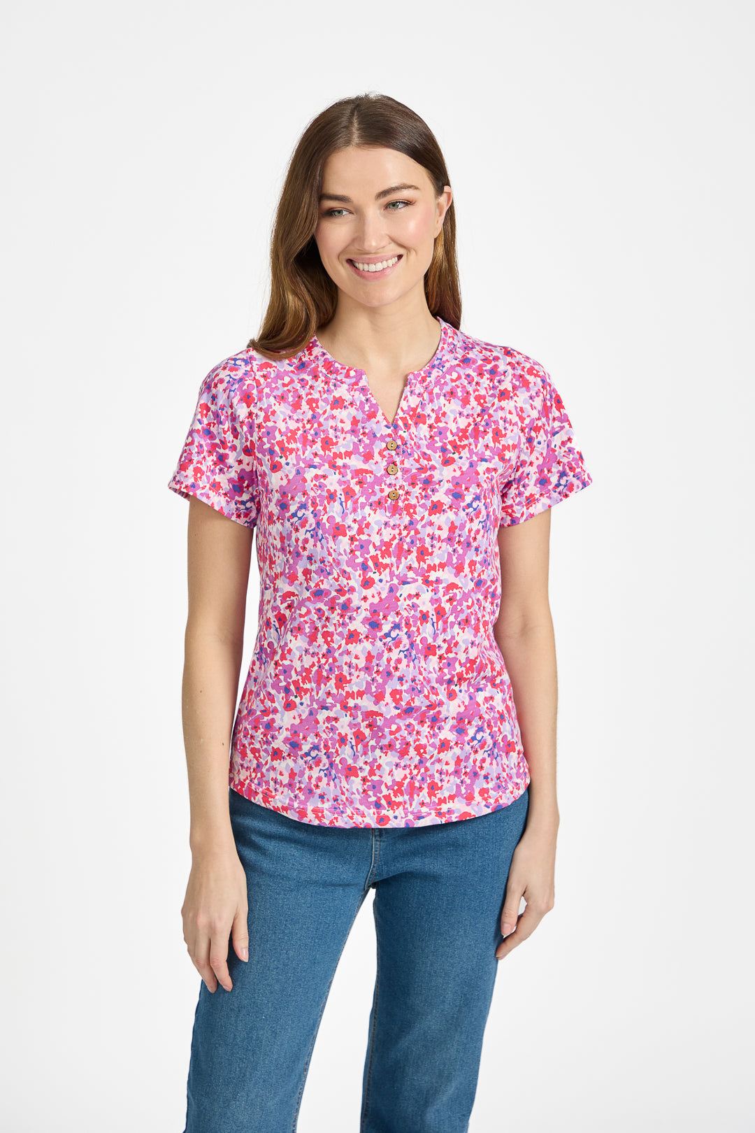 Abstract Floral Print Top