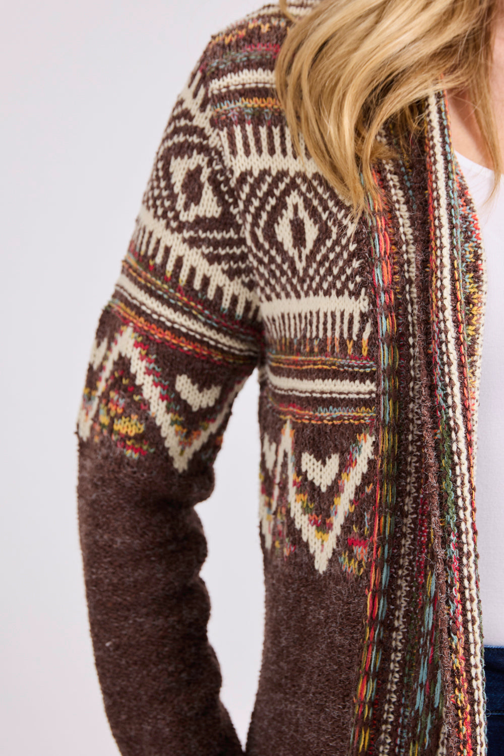 Fringe Hem Aztec Cardigan