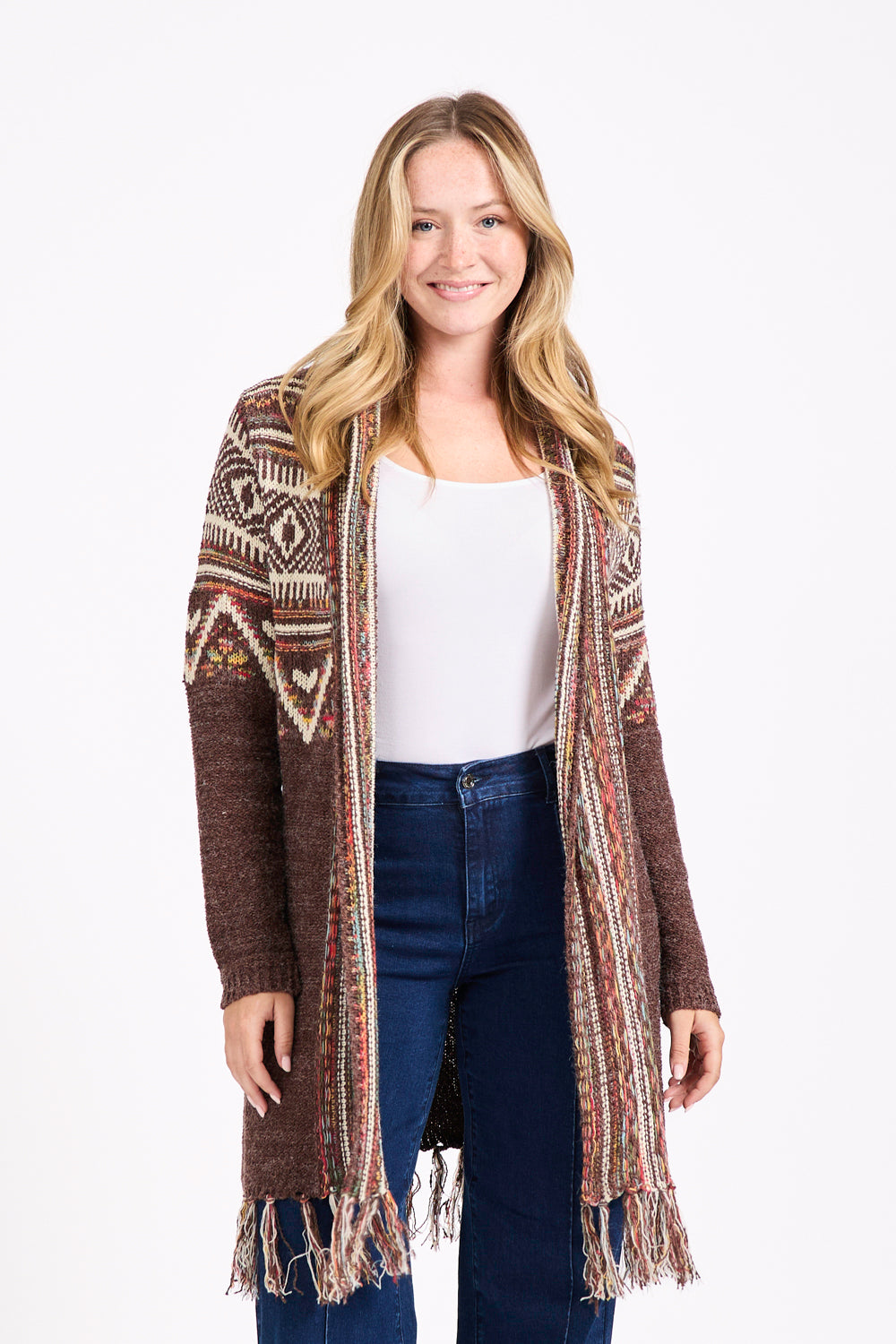 Fringe Hem Aztec Cardigan