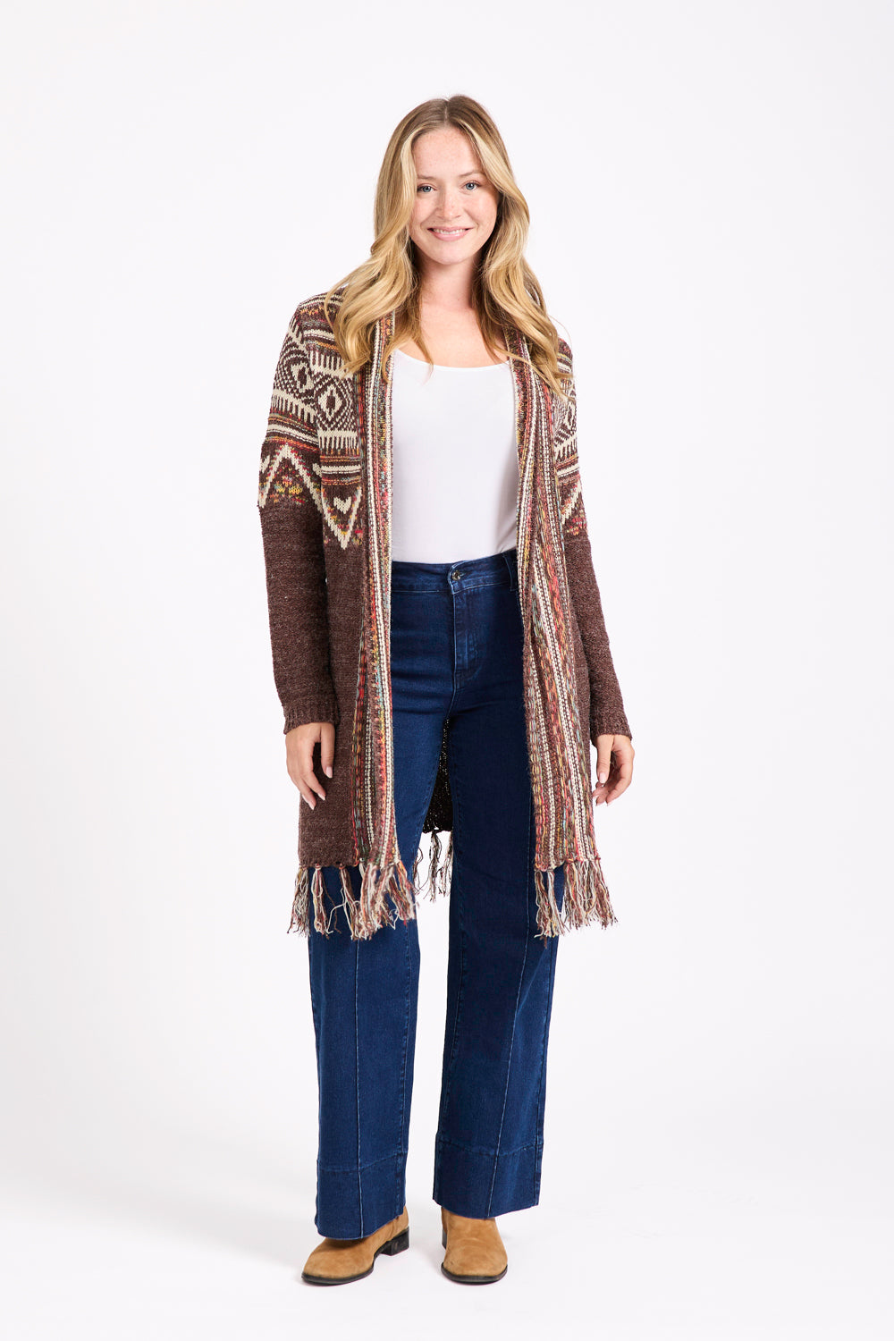 Fringe Hem Aztec Cardigan