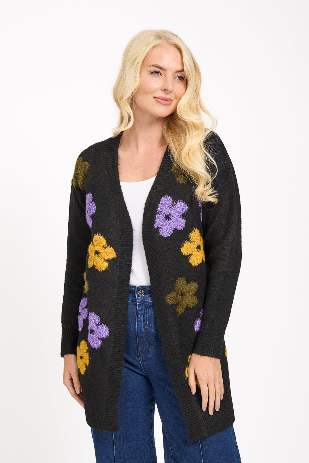 Large Flower Knit Cardigan