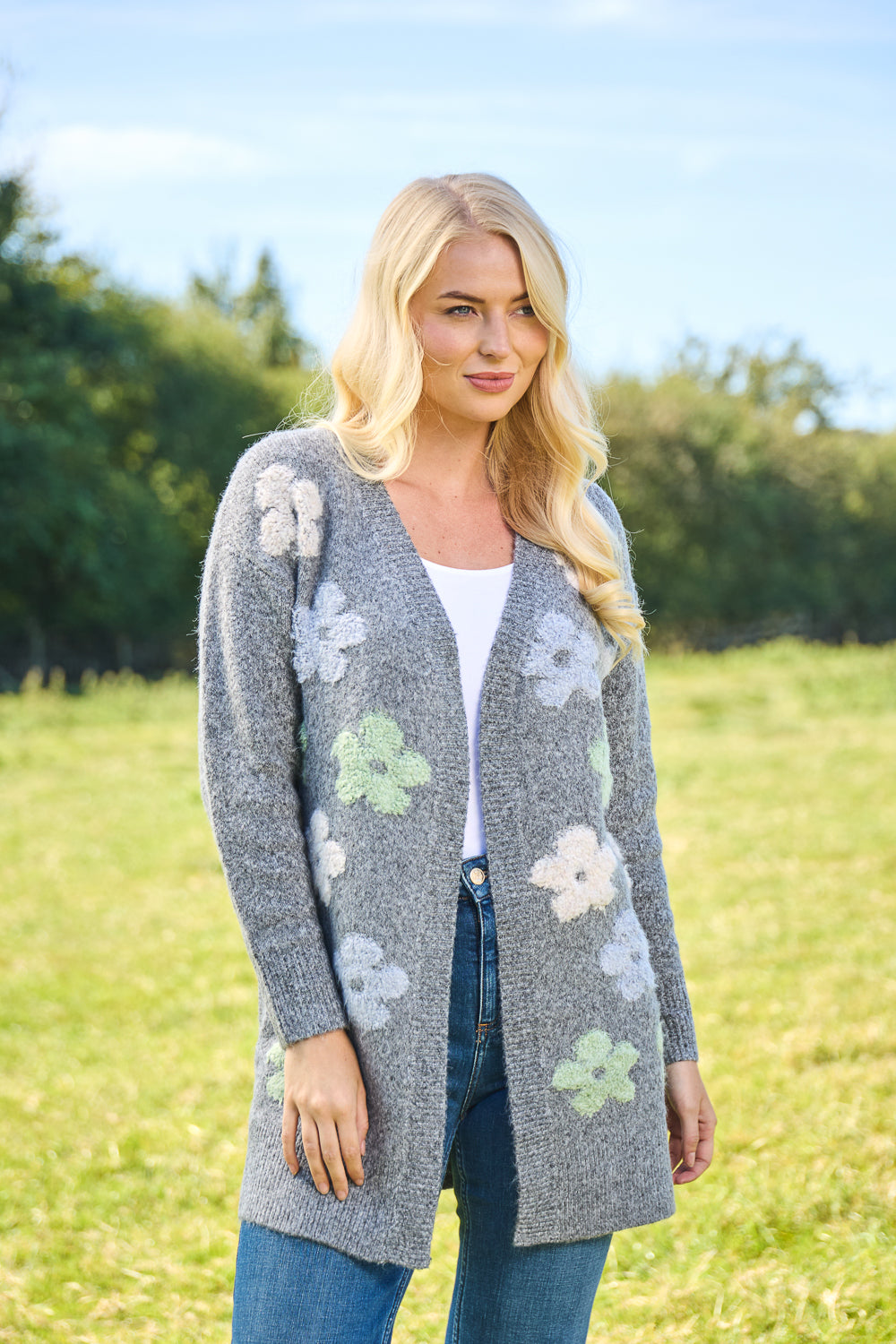 Large Flower Knit Cardigan