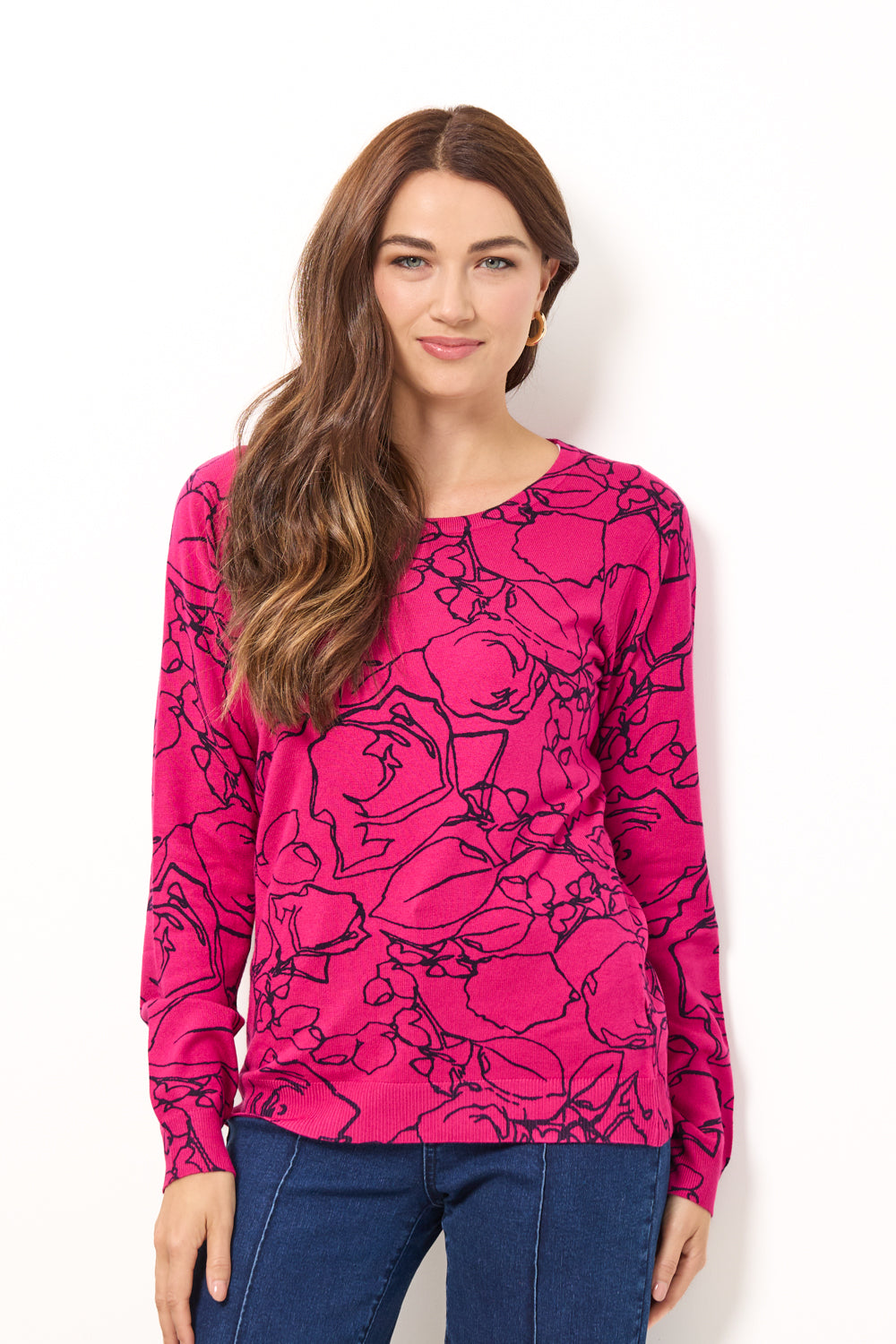 Floral Outline Knit Jumper