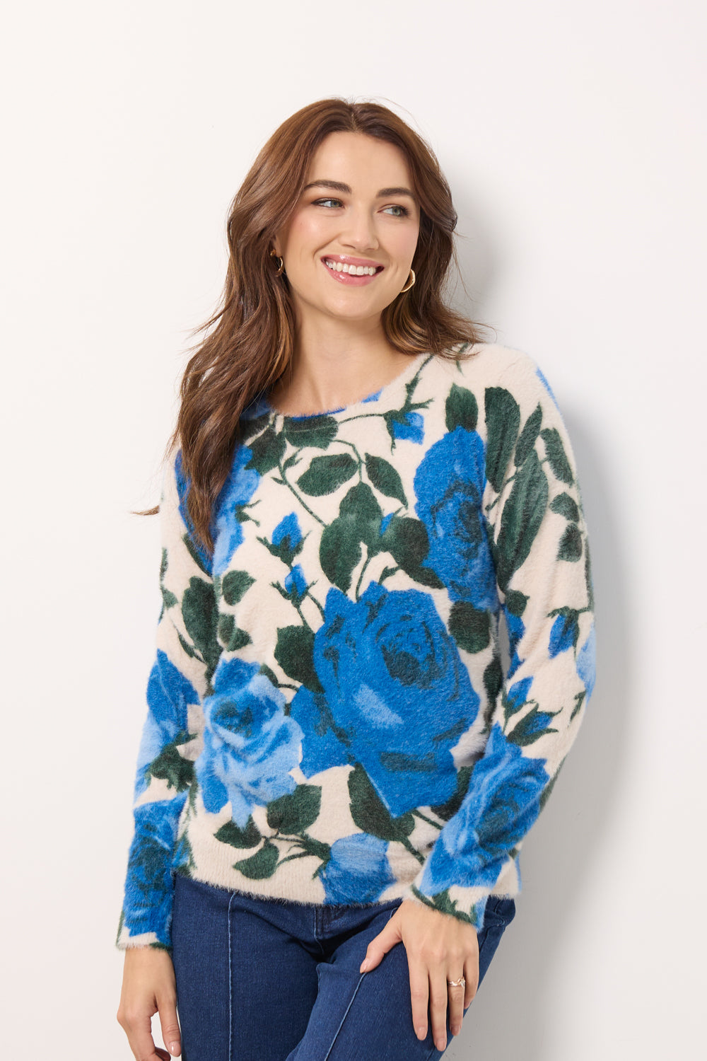 Rose Print Plush Jumper