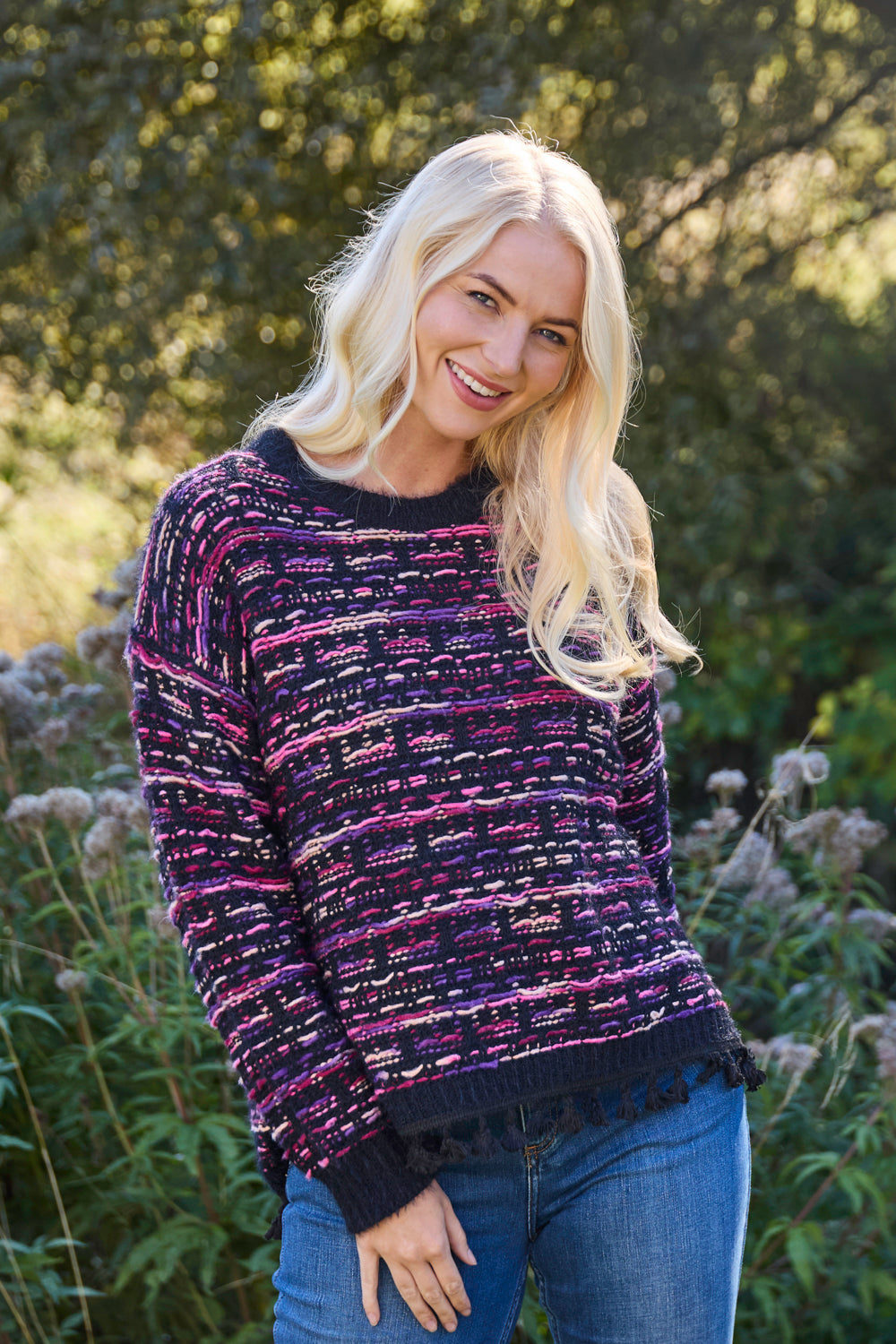 Stitch Knit Fringed Jumper