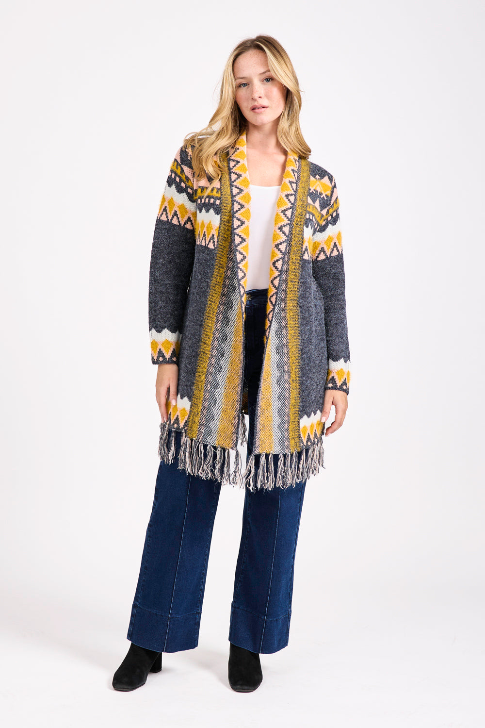 Fringed Aztec Cardigan