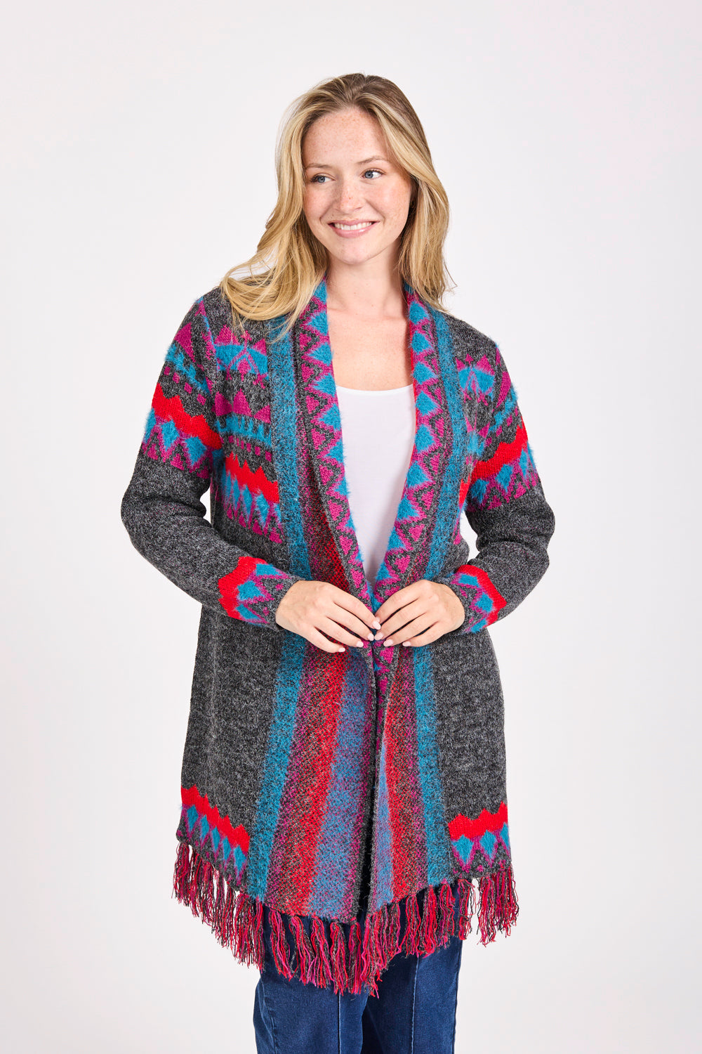 Fringed Aztec Cardigan