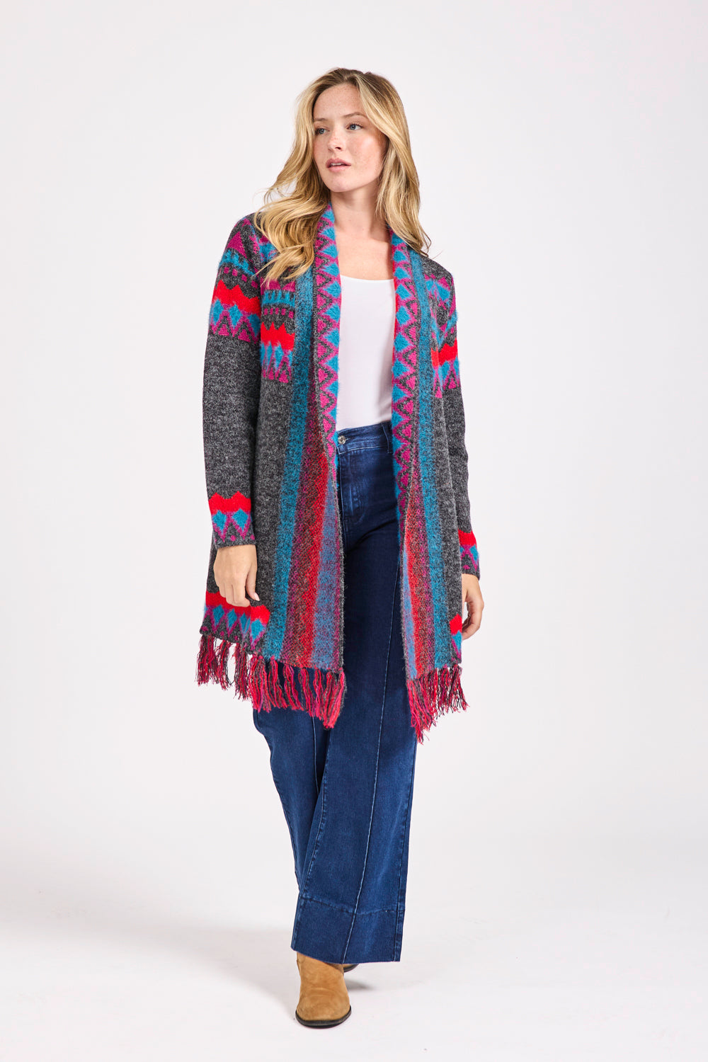 Fringed Aztec Cardigan