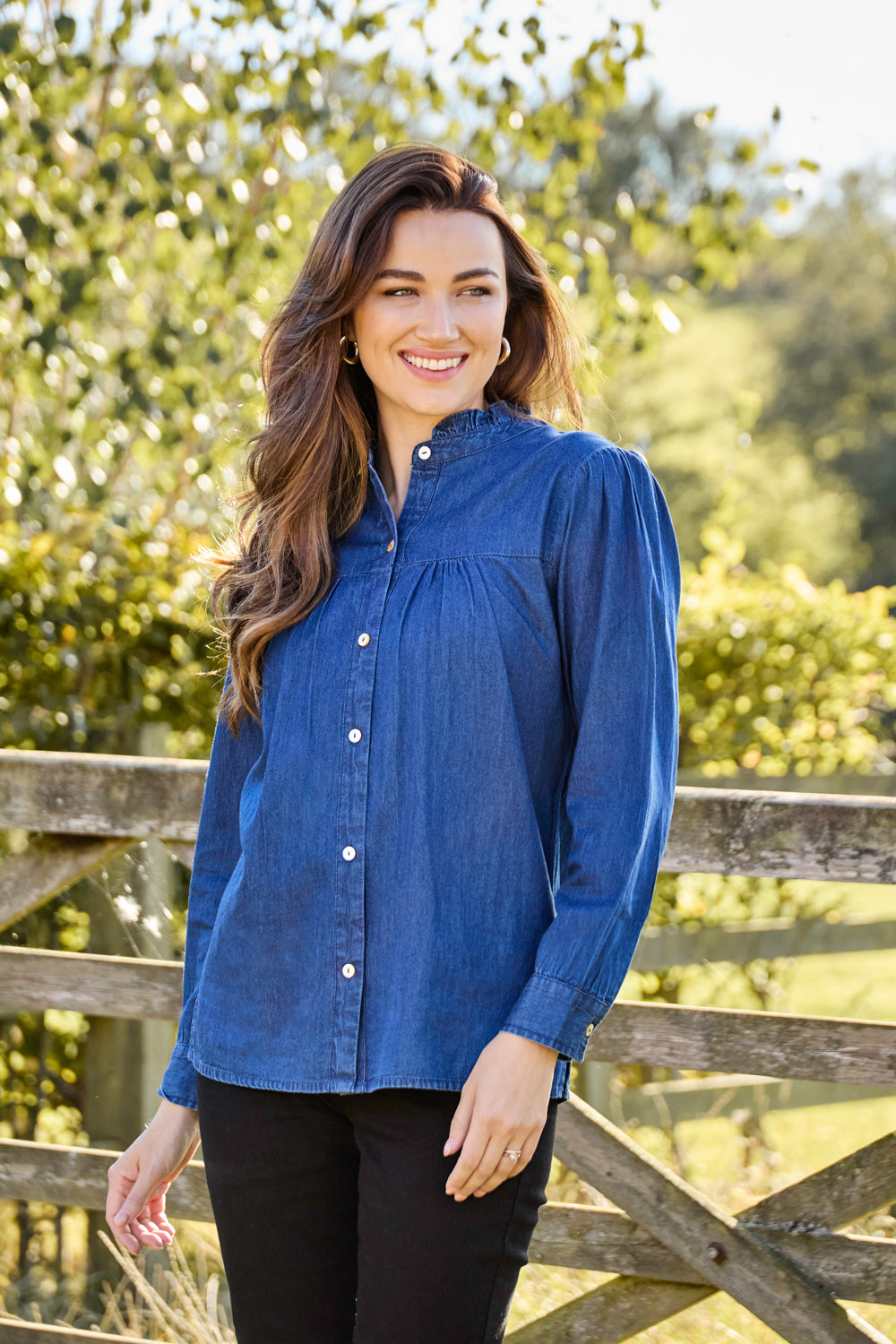 Denim Frill Collar Shirt