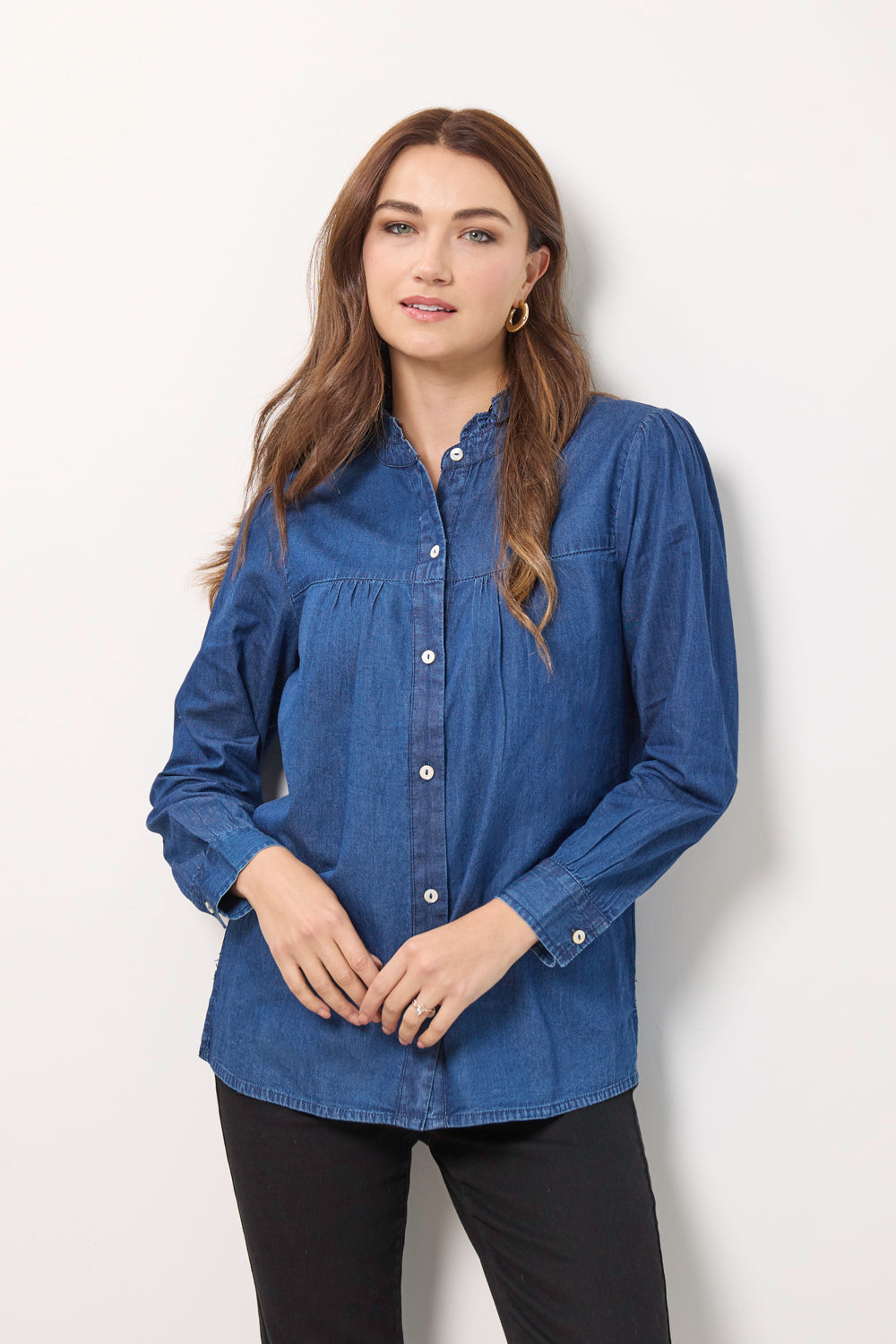 Denim Frill Collar Shirt