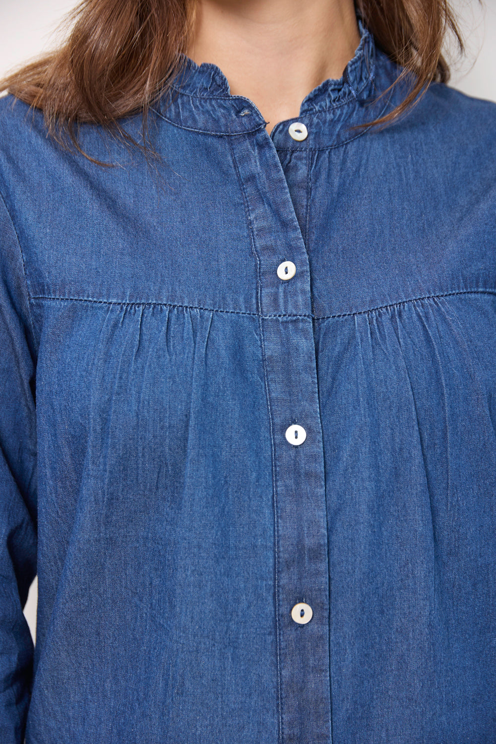 Denim Frill Collar Shirt