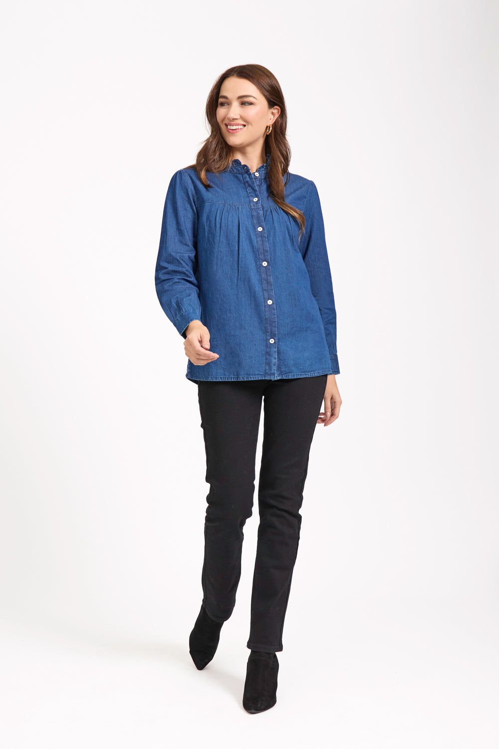 Denim Frill Collar Shirt