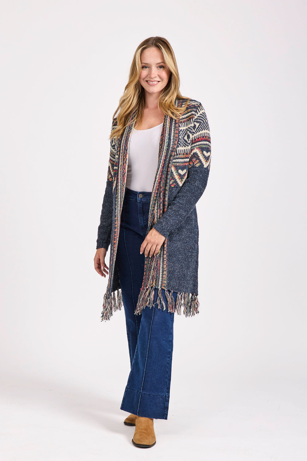 Fringe Hem Aztec Cardigan