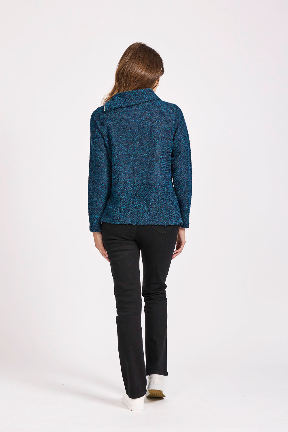 Boucle Zip Neck Top