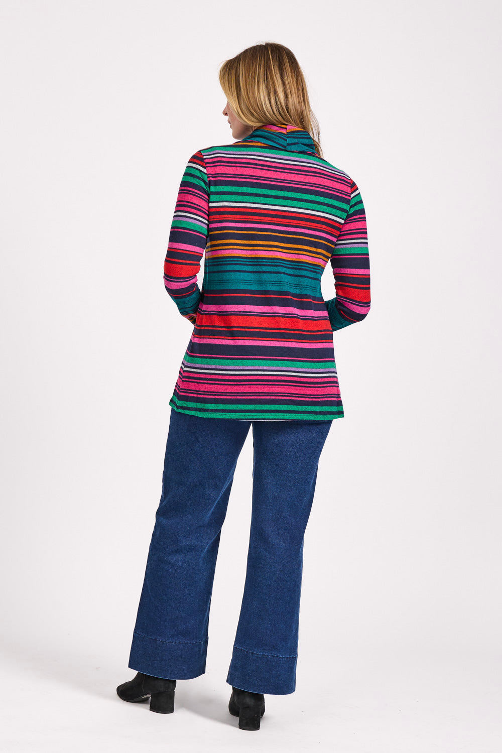 Multicolour Striped Cowl Neck Top