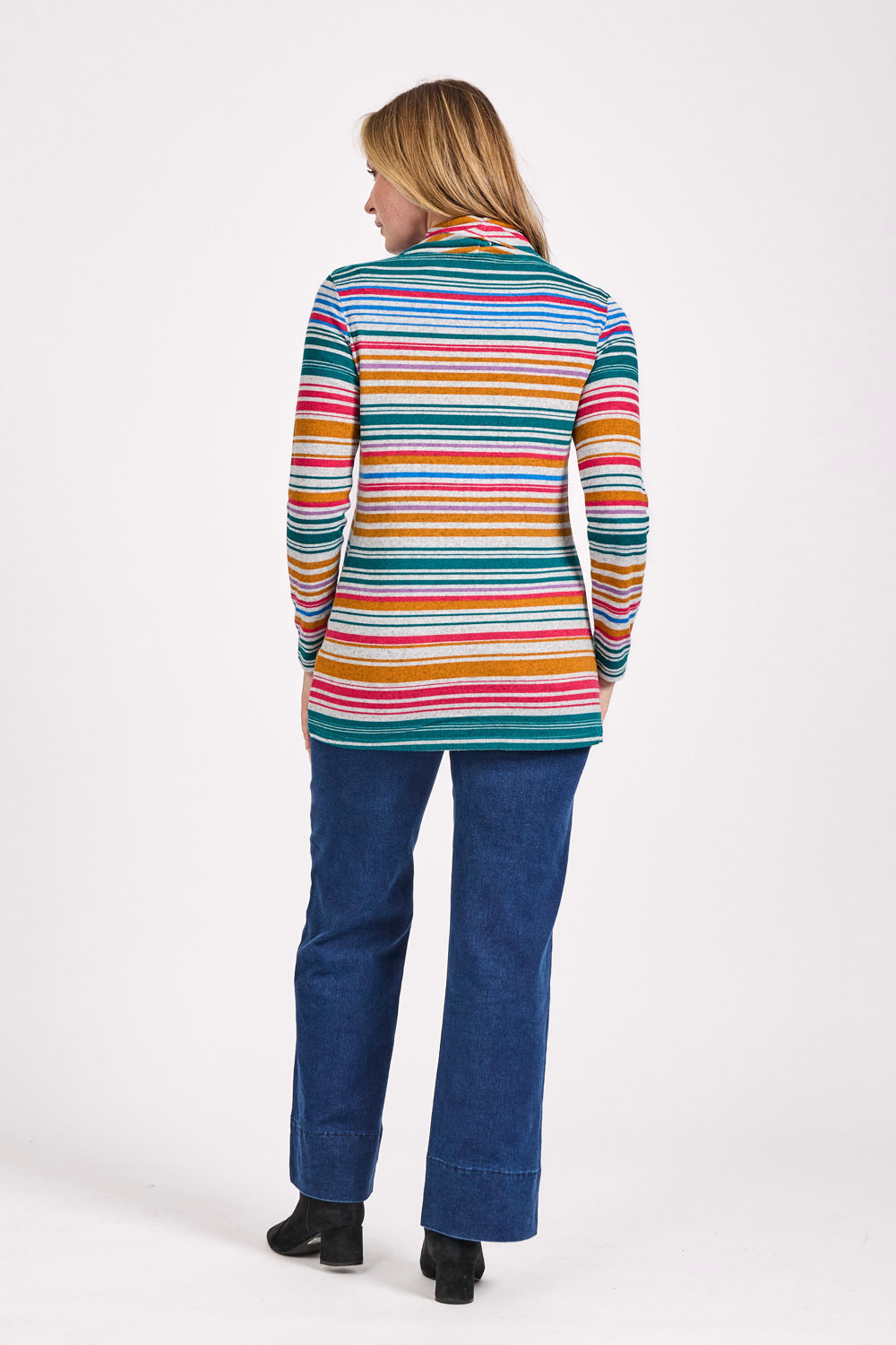 Multicolour Striped Cowl Neck Top