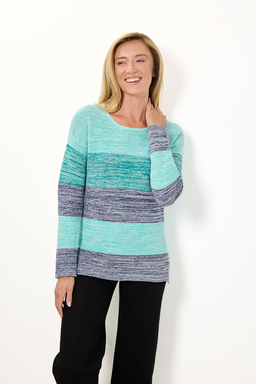 Ottoman Marl Colour Block Jumper