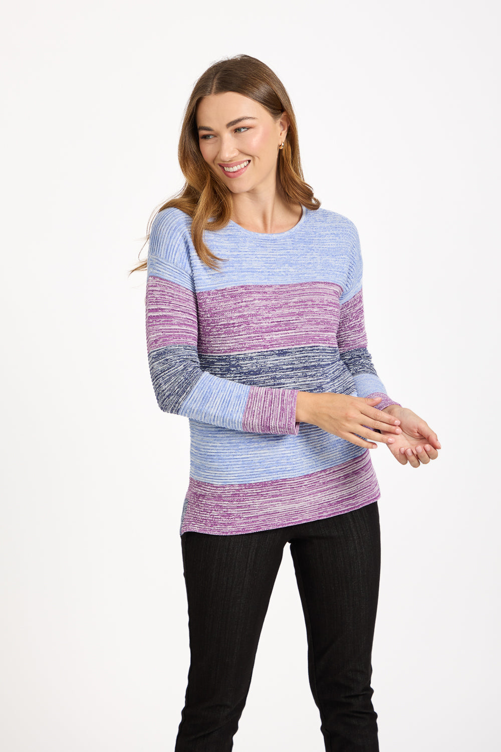 Ottoman Marl Colour Block Jumper