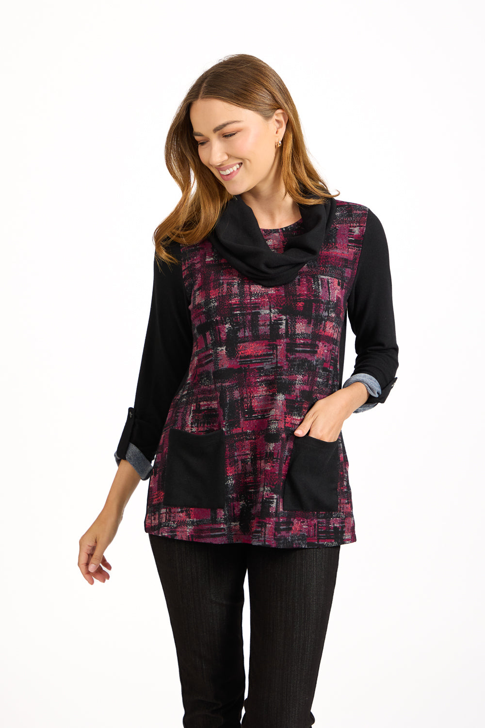 Etchy Printed Tunic with Snood