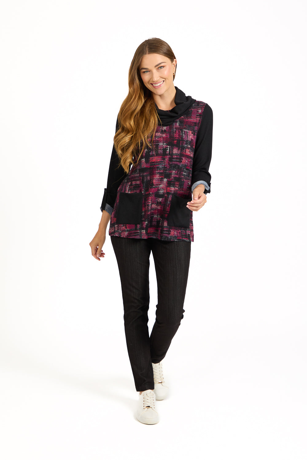 Etchy Printed Tunic with Snood