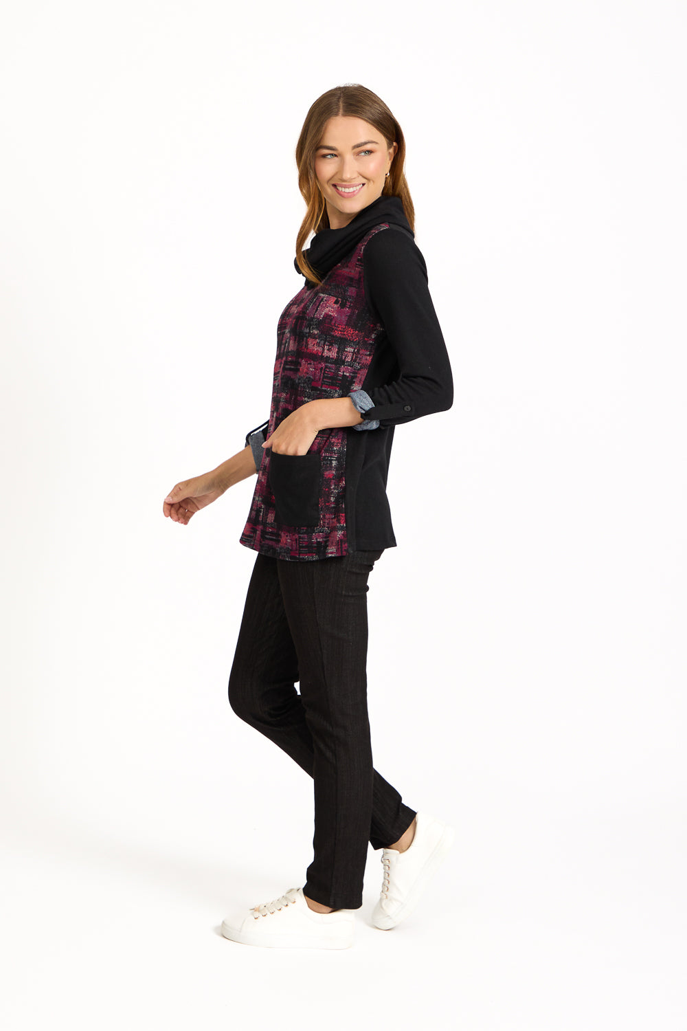Etchy Printed Tunic with Snood