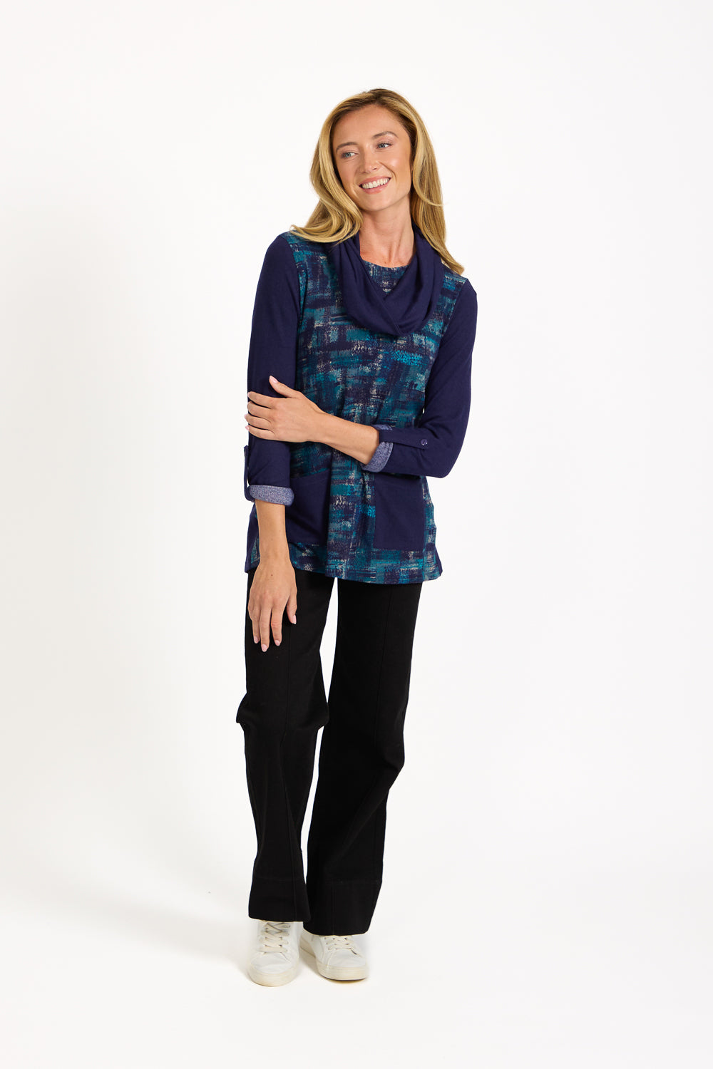 Etchy Printed Tunic with Snood