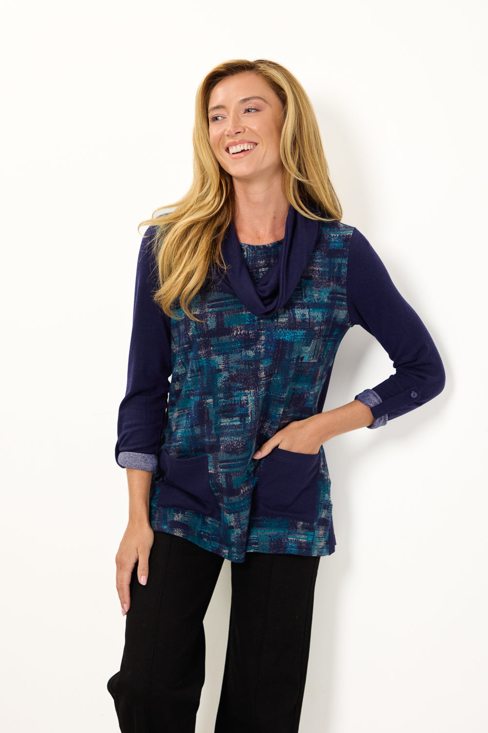 Etchy Printed Tunic with Snood