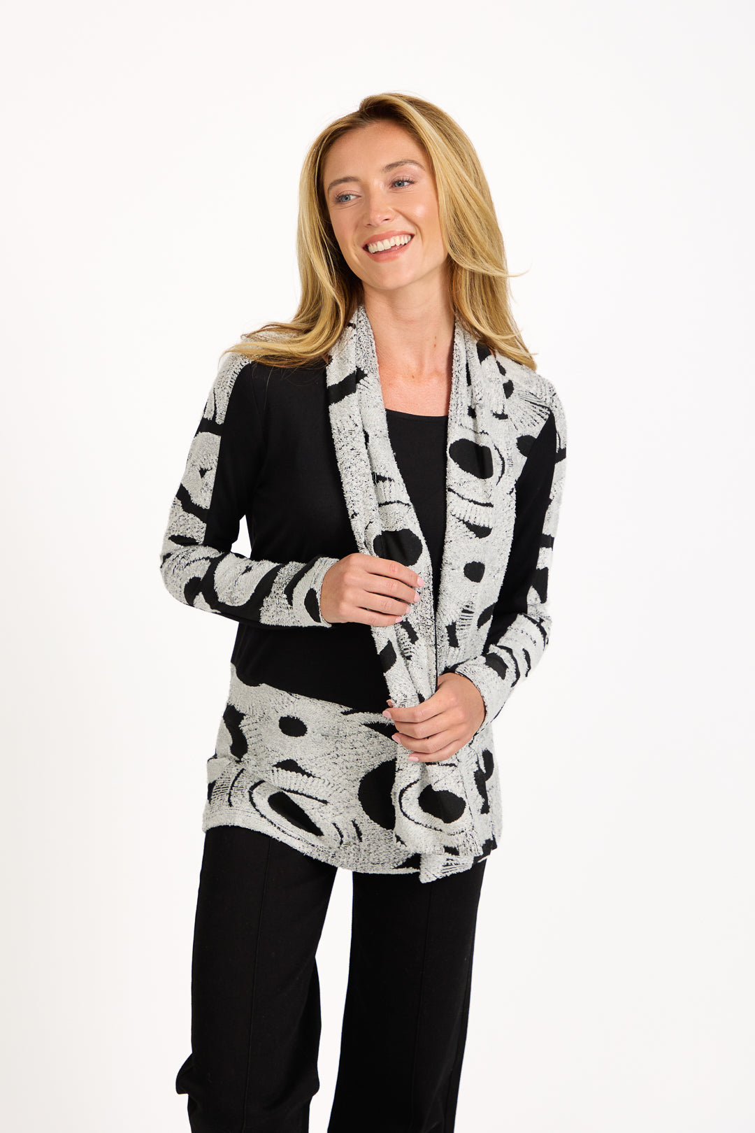 Textured Bordered Top with Scarf