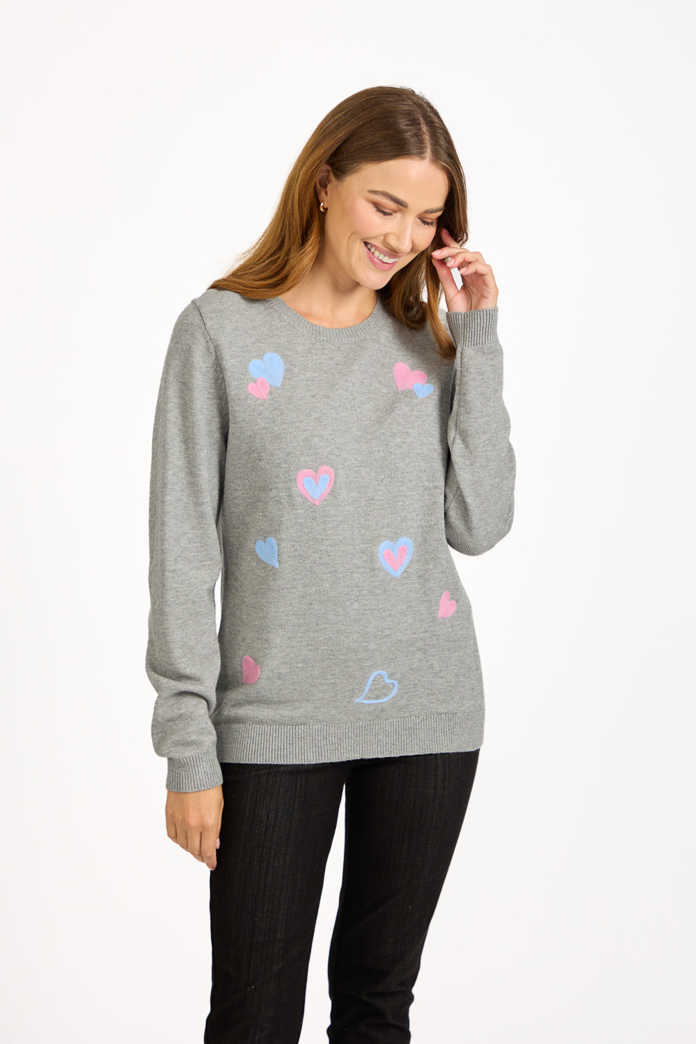 Flocked Heart Knit Jumper