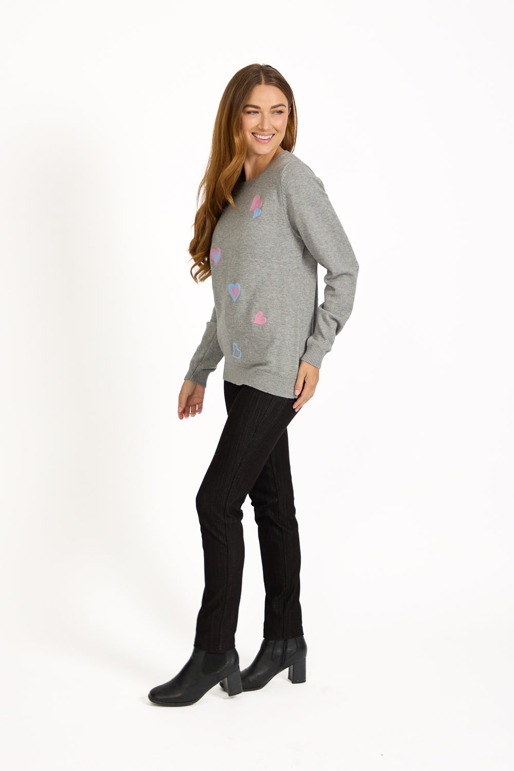 Flocked Heart Knit Jumper